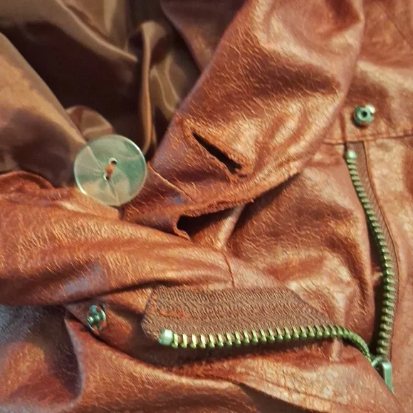 Cropped Bomber Jacket, Vegan Leather, Cranberry Shade, Bagatelle Brand - Picture 11 of 15